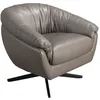 Image de Fauteuil Pivotant avec Accoudoirs et Revêtement en Cuir de Vachette Gris - Design Moderne - 87 x 85 x 74 cm - 5138 ANGEL CERDA