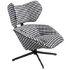 Image de Fauteuil relax pivotant avec accoudoirs et revêtement en tissu blanc et noir - 85 x 95 x 98 cm - 5142 ANGEL CERDA