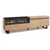 Image de Meuble TV Banc Télé 200x35x57cm Pour les TV jusquà 80 Cheminée électrique Design industriel Chêne et noir RF2146