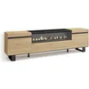 Image de Meuble TV Banc Télé 200x35x57cm Pour TV jusquà 80 feu électrique Design industriel Chêne et noir RF2152