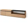 Image de Meuble TV Banc Télé Grand espace de Rangement 200x35x45cm Pour les TV jusquà 80 Chêne et noir RF2154