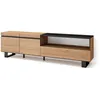 Image de Meuble TV Banc Télé 200x35x57cm Pour les TV jusquà 80 Design industriel Chêne et noir RF2155