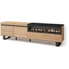 Image de Meuble TV Banc Télé 200x35x57cm Pour les TV jusquà 80 Cheminée électrique Design industriel Chêne et noir RF2158