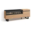Image de Meuble TV Banc Télé 150x35x57cm Pour les TV jusquà 65 Cheminée électrique Design industriel Chêne et noir RF2431