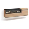 Image de Meuble TV Banc Télé 150x35x45cm Pour les TV jusquà 65 feu électrique Suspendu Mural Chêne et noir RF2432
