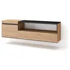 Image de Meuble TV Banc Télé 150x35x45cm Pour les TV jusquà 65 Suspendu Mural Chêne et noir RF2435