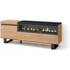 Image de Meuble TV Banc Télé 150x35x57cm Pour les TV jusquà 65 Cheminée électrique Design industriel Chêne et noir RF2437