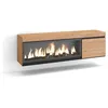 Image de Meuble TV Banc Télé 158x35x45cm Pour les TV jusquà 65 Cheminée électrique XXL Suspendu Mural Beige RF3253