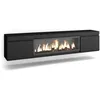 Image de Meuble TV Banc Télé 208x35x45cm 1feu électrique XXL Suspendu Mural Noir RF3262