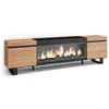 Image de Meuble TV Banc Télé 210 Pour les TV jusquà 80 Cheminée électrique XXL Design industriel Beige et noir RF3268