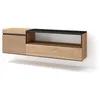 Image de Meuble TV Banc Télé 150x35x45cm Pour les TV jusquà 65 Suspendu Mural Chêne RF3299