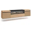 Image de Meuble TV Banc Télé 200x35x45 cm Pour les TV jusquà 80 feu électrique Suspendu Mural Chêne RF3317