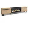 Image de Meuble TV Banc Télé 267x35x57 cm TV grand format Cheminée électrique XXL Design industriel Chêne et noir RF3603