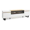 Image de Meuble TV Banc Télé 200x57x35cm Pour les TV jusquà 80 Cheminée électrique Design industriel Blanc et Chêne Soft RF3775