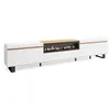 Image de Meuble TV Banc Télé 288x57x35 cm TV grand format Cheminée électrique Design industriel Blanc et Chêne Soft RF3785