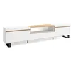Image de Meuble TV Banc Télé 260x57x35 cm TV grand format Design industriel Blanc et Chêne Soft RF3789