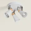 Image de Plafonnier Rond Orientable Métal et Bois Mara 3 Spots Blanc