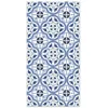 Image de Tapis Vinyle - Panorama - Carreaux Ciments Fleur - Bleu - 80x250 cm - Résistant Intérieur/Extérieur