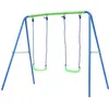 Image de Balançoire d’Extérieur Portique de Jardin pour Enfant +3 Ans Cadre en Métal Double Outdoor Toys 220x138x182 cm Siège 45 Kg