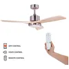 Image de Ventilateur Plafond Kekai Tramontana DC 132x40cm 55W Argent avec Pales en Bois Lumière Réglable Minuterie Application Smart