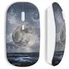 Image de Souris sans Fil - MANIACASE - Lune Mer - Clé USB WiFi - Compatible Mac et PC - Blanc