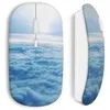 Image de Souris sans fil - Nuages - Blanc - Compatible Mac et PC - Clé USB wifi incluse - Technologie sans fil