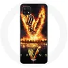 Image de Coque pour Samsung Galaxy A22 5G Vikings Série Saison 6 logo V Epée de Feu Fond Noir