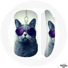 Image de Souris Sans Fil - Chat - Lunettes Violettes - Compatible Mac et PC - Clé USB Wifi - Blanc/Violet