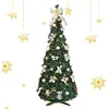 Image de Sapin de Noël Pop-up de 1 2 m avec 80 Lumières Sapin de Noël Artificiel Pliable pour Intérieur Appartement Fête Assemblage