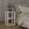 Image de Table de nuit - EMOB - Woody Fashion - Blanc - 2 niveaux - Panneaux de particules 100% mélaminés