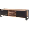 Image de BOBOCHIC Meuble télé KOHI Pin Marron Deux niches Pieds en métal Fonctionnel