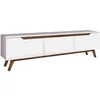 Image de Meuble TV - D1 - Blanc / Noyer - 180 x 49 x 35 cm