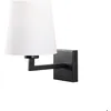 Image de Applique murale - EMOB - Sharifa - Métal noir - Abat-jour tissu blanc - E27 40W IP20