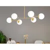 Image de Lustre en métal - 6 globes - L. 100 x H. 52 cm - Doré et blanc - DAMAR