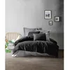Image de Parure de lit - 1 housse de couette 220 x 240 cm + 2 taies doreiller 60 x 60 cm - 100% coton renforcé - Noir