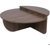 Image de Lot de 2 tables basses - Calicosy - Noyer- Aloeva - 90 x 60 x 30 cm