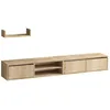 Image de CALICOSY - Meuble suspendu TV 3 portes 2 niches décor chêne saphir L180 cm - HEKA - Bois clair