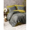Image de Parure de lit - 1 housse de couette 220 x 240 cm + 2 taies doreiller 60 x 60 cm - Satiné 100% coton - Anthracite