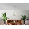 Image de Suspension en métal - D.30 x H. 65 cm - Doré et beige - RAYONA