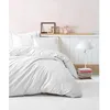 Image de Parure de lit - 1 housse de couette 220 x 240 cm + 2 taies doreiller 60 x 60 cm - Satiné 100% coton - Blanc