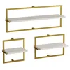 Image de Étagère murale en bois Yeso - 80 x 20 x 30 cm - Blanc Or