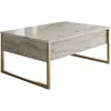 Image de Table basse - LUXE - Travertine Gold - Rectangulaire - Panneaux mélaminés et métal - Travertin et doré - Style luxueux - 90x60x40 cm