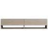 Image de CALICOSY - Meuble TV suspendu 2 portes abattantes décor travertin L141 cm - ARGES - Beige