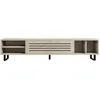 Image de CALICOSY - Meuble TV 1 porte abattante et 4 niches décor travertin L160 cm - SAFIR - Beige