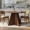 Image de Table à manger 6 places ronde 120x120x75 cm décor noyer - OVA