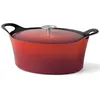 Image de Volcan - Cocotte ovale 29cm fonte de fer émaillée rouge avec couvercle