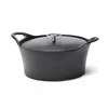 Image de Volcan - Cocotte ronde 20cm fonte de fer émaillée noire avec couvercle