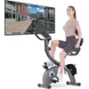 Image de Vélo dappartement pliable compatible avec APP smartphone X Bike 10 Niveaux Résistance Magnétique+Moniteur+Disque lombaire tordu