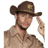Image de Chapeau de Sheriff - BOLAND - Accessoire de déguisement - Marron - Étoile de sheriff - Lanière tressée dorée