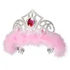 Image de COURONNE DE PRINCESSE PLUMES ROSE FILLE - Accessoire de déguisement bijou fantaisie